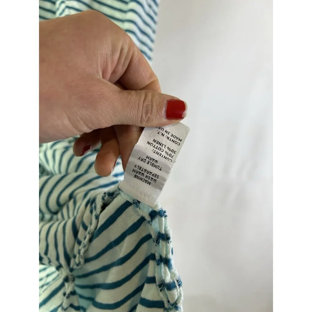 Cut Loose Cotton Linen Striped Flowy Dress Lagenlook Coastal - Picture 5 of 7